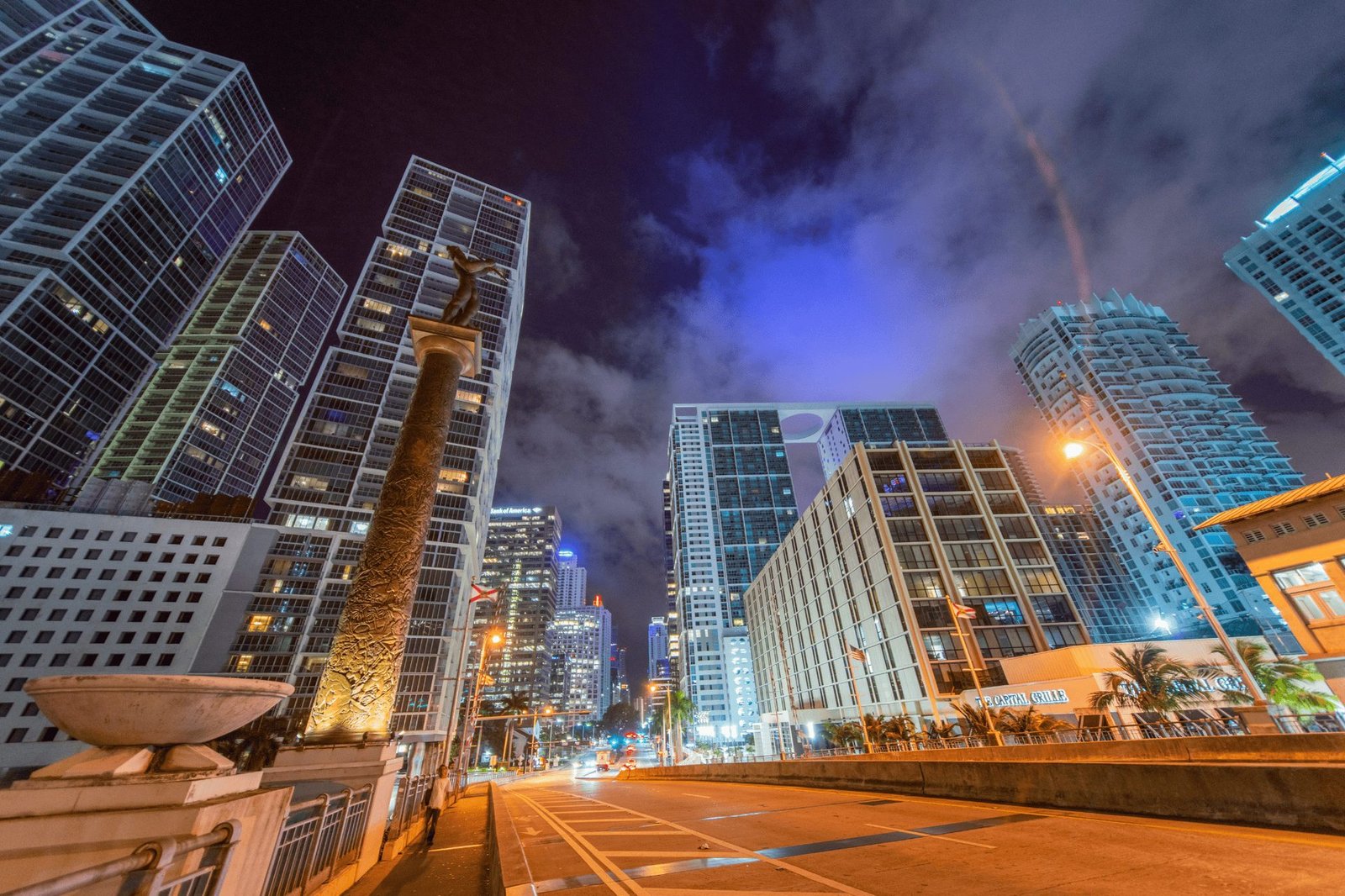 Florida financial district skyline at night